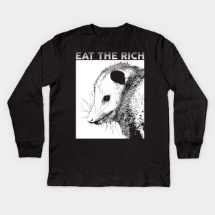 Eat the Rich Opossum Kids Long Sleeve T-Shirt